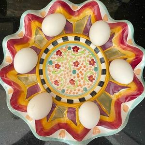MacKenzie Childs ROOST Deviled Egg 12” Platter - holds 12 eggs